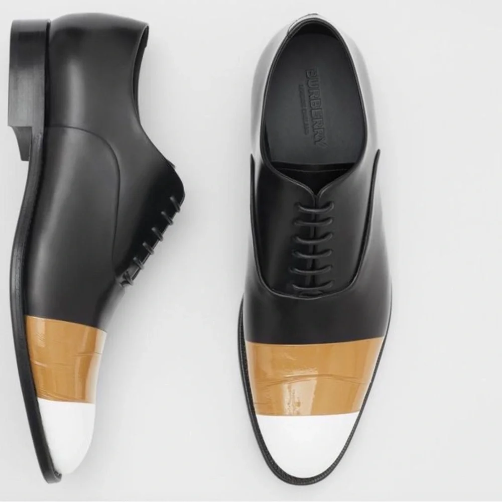 Burberry Sturges Tape Detail Leather Oxford Shoes - Picture 2 of 10